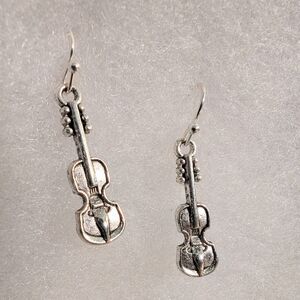 Silver Cello Earrings